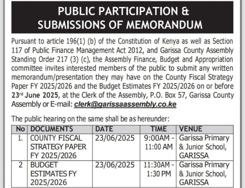 PUBLIC PARTICIPATION AND SUBMISSION OF MEMORANDUM