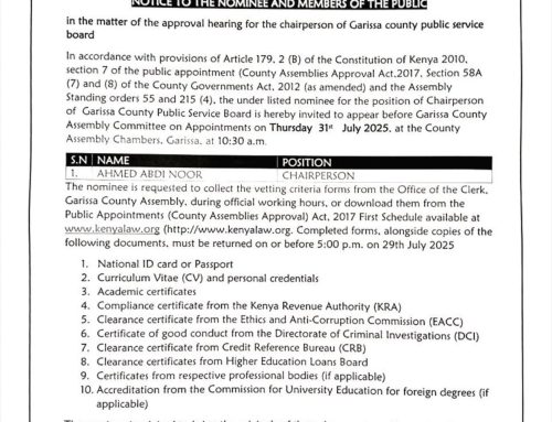 NOTICE TO THE NOMINEE AND MEMBERS OF THE PUBLIC